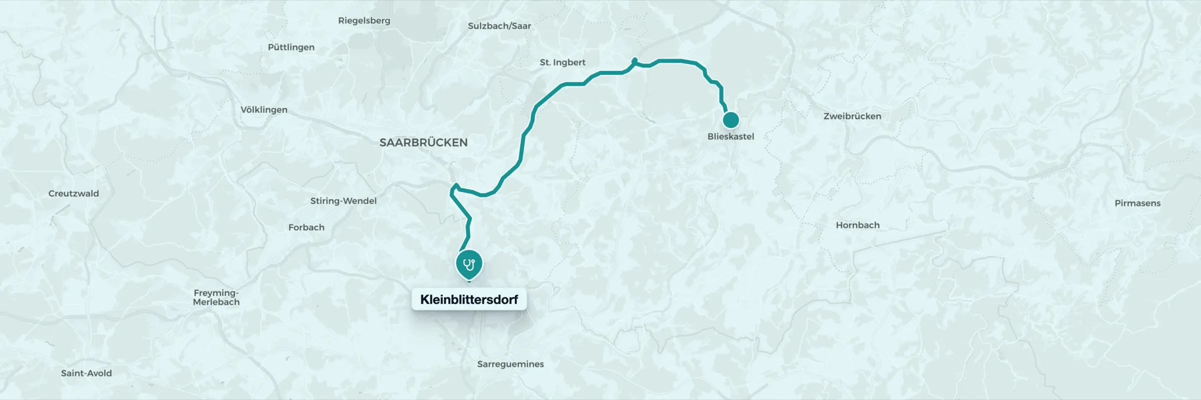 Karte: Anfahrt aus Blieskastel