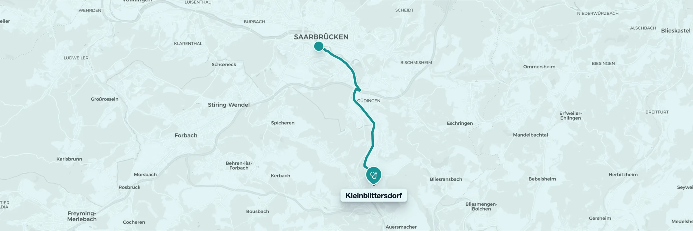 Karte: Anfahrt aus Saarbrücken