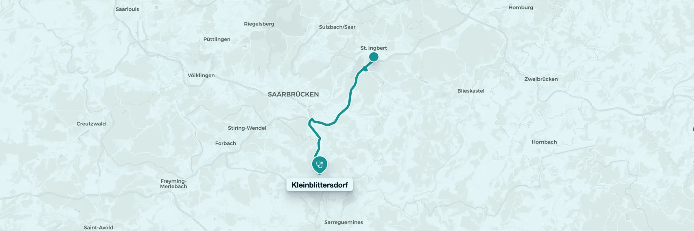Karte: Anfahrt aus St. Ingbert